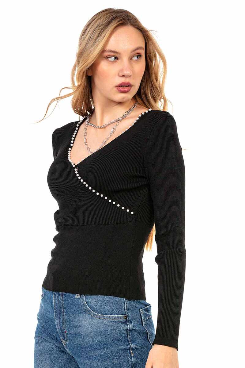 WP207 Femmes tricoter les pulls avec une garniture de perle décorative