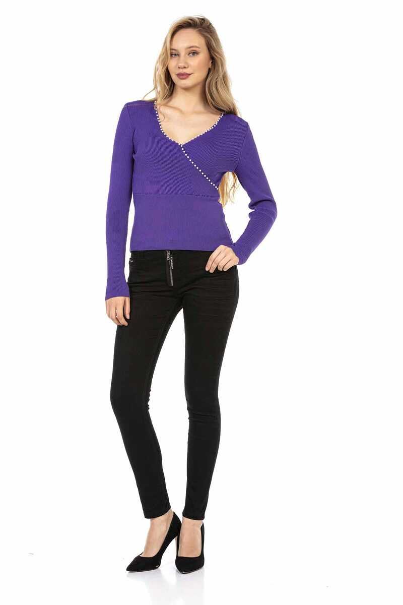 WP207 Femmes tricoter les pulls avec une garniture de perle décorative