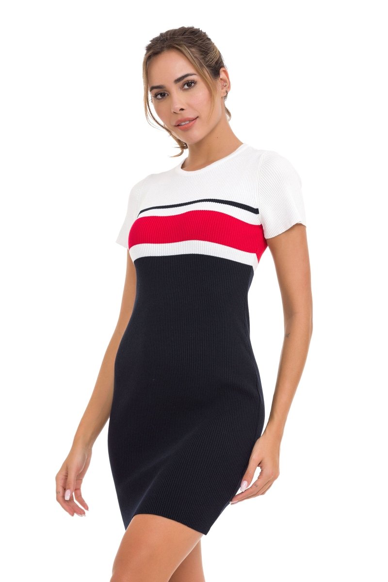 WP257 Damen Pullover gestreiftes Strickkleid