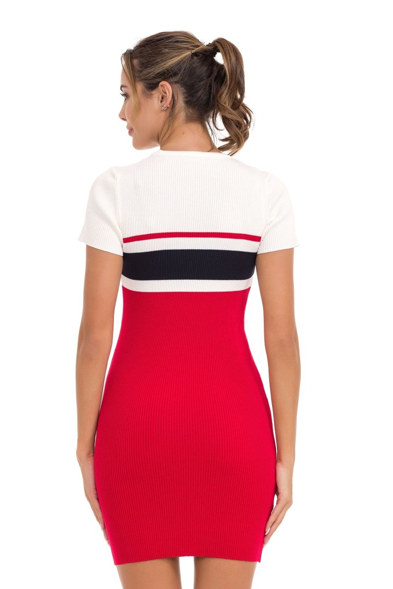 WP257 Damen Pullover gestreiftes Strickkleid