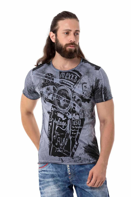 Camiseta para hombres CT704 con grandes estampados de motos vintage