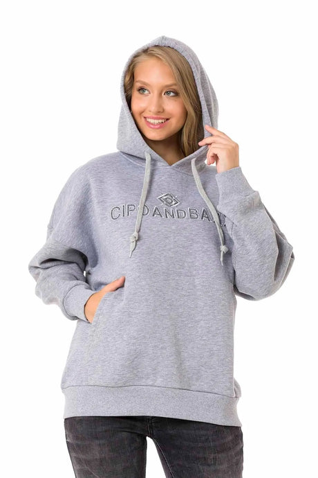 WL334 Damen Kapuzensweatshirt mit trendiger Markenstickerei