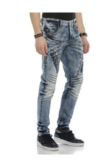 CD590 Men Straight fit-jeans in een informele motorlook