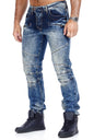 CD252 Herren Biker-Jeans mit trendigen Ziernähten