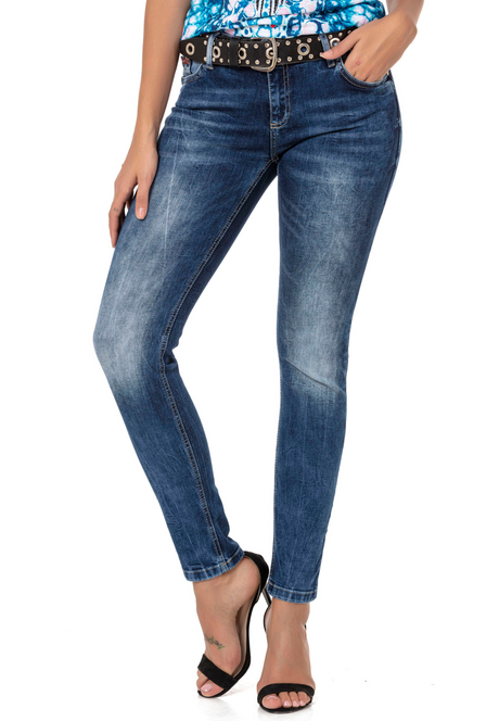 WD461 Slim-Fit Dames Jeans in de Casual Used-Look