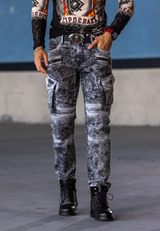 CD780 men's straight jeans with trendy cargo pockets