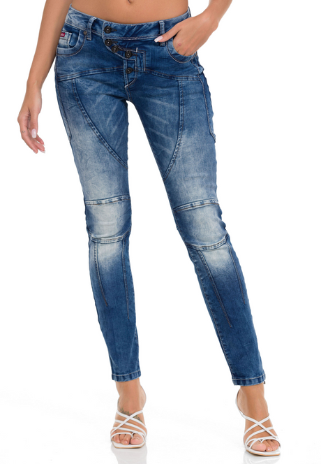 WD502 women's slim-fit jeans with decorative stitching in a straight fit