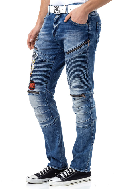 CD490 Skinny Heren Jeans met Streetstyle-Patches