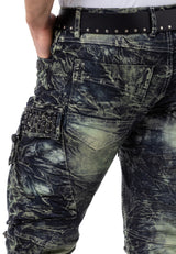 CD494 Jeans confortables pour hommes avec poches pour pierres précieuses En coupe regular