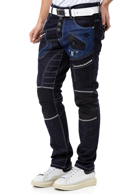 CD639 Jeans droit pour hommes au design stylé