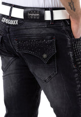 CD696 Jeans slim pour hommes avec rivets cools