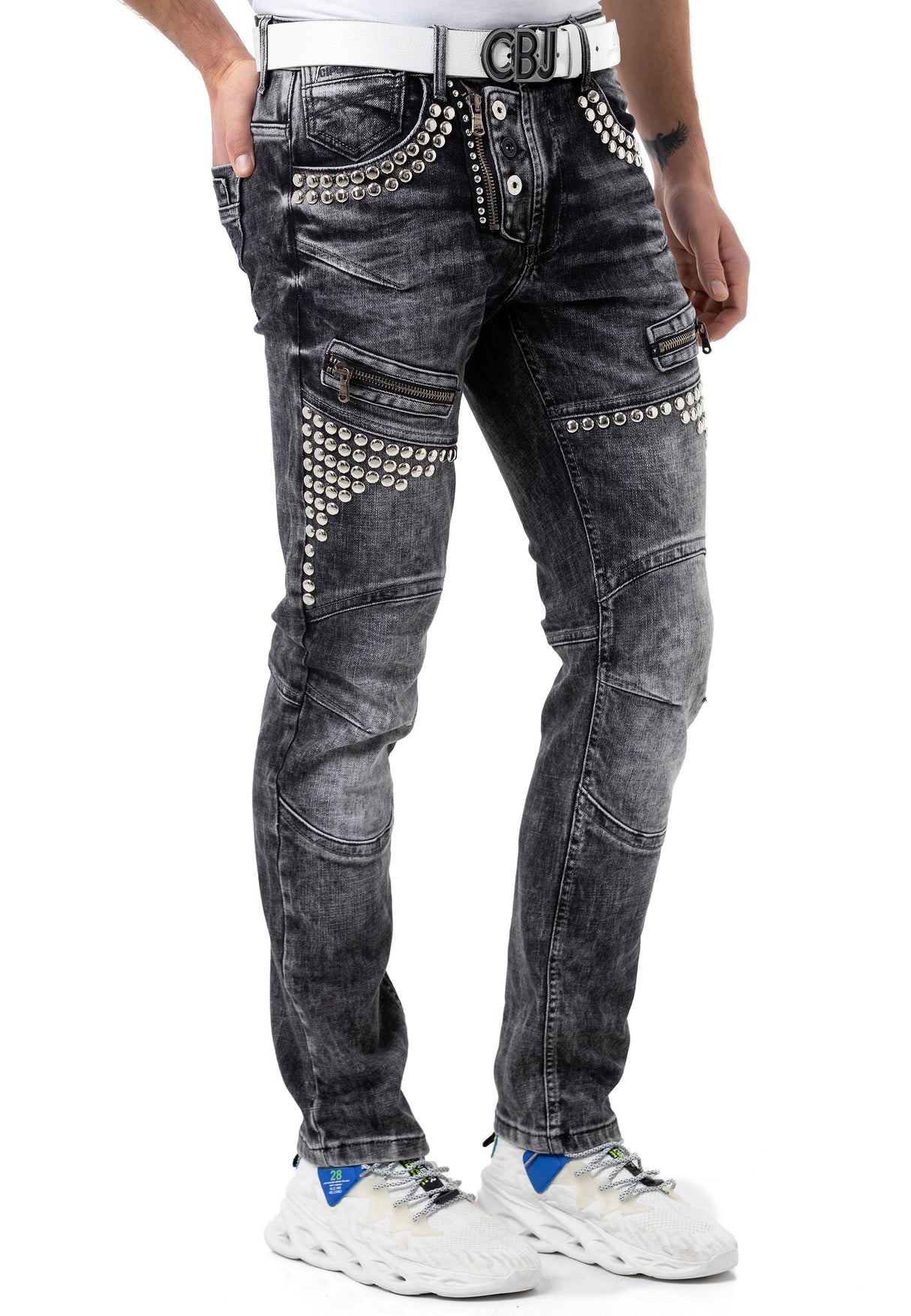CD732 Herren Bequeme Jeans in extravagantem Look