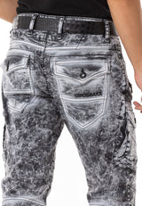 CD780 Jeans droit pour hommes avec poches cargo tendance