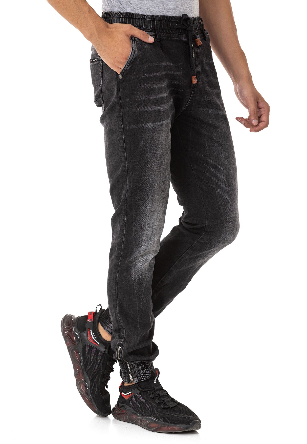 CD807 men's jeans with elastic basic look
