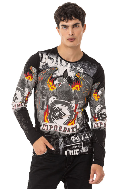 CL553 men long -sleeved shirt with unusual print