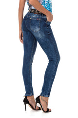 WD461 Slim-Fit Dames Jeans in de Casual Used-Look