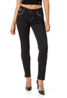 WD256 Slim-Fit Dames Jeans met geborduurde Zakken