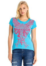 WT341 T-shirt pour femmes avec un ange de pierre brillante