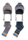BA102 Set Gorra y Bufanda de punto para niño Gris / Azul Marino