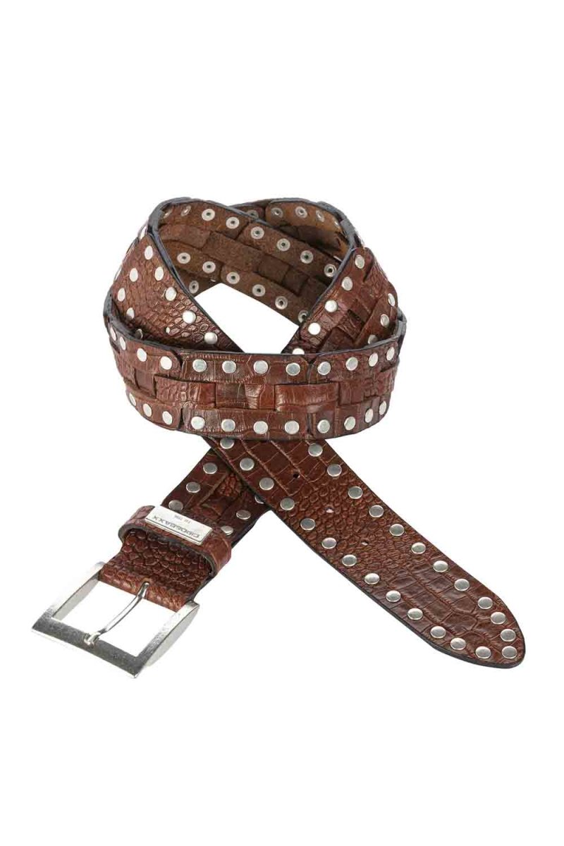CG175 men's leather belts with embossing and rivets