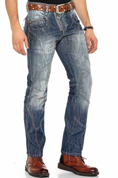 C-0751 męskie jeansy z przeszyciami
