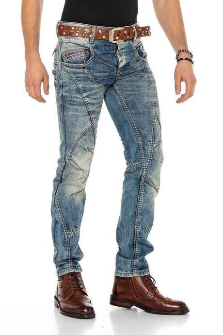 C-0894 jeansy z kontrastowymi szwami