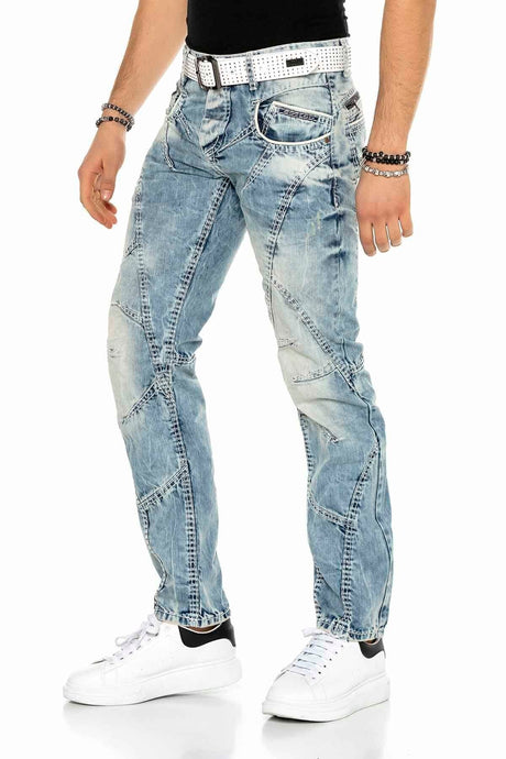 C-0894A jeansy z kontrastowymi szwami