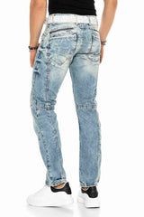 C-0894A męskie jasne jeansy z kontrastowymi szwami