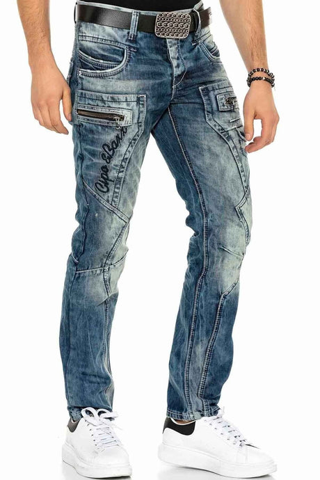 C-1178 Bequeme Jeans im lässigen Biker-Stil