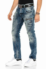 Jeans comodi C-1178 in stile motociclista casual