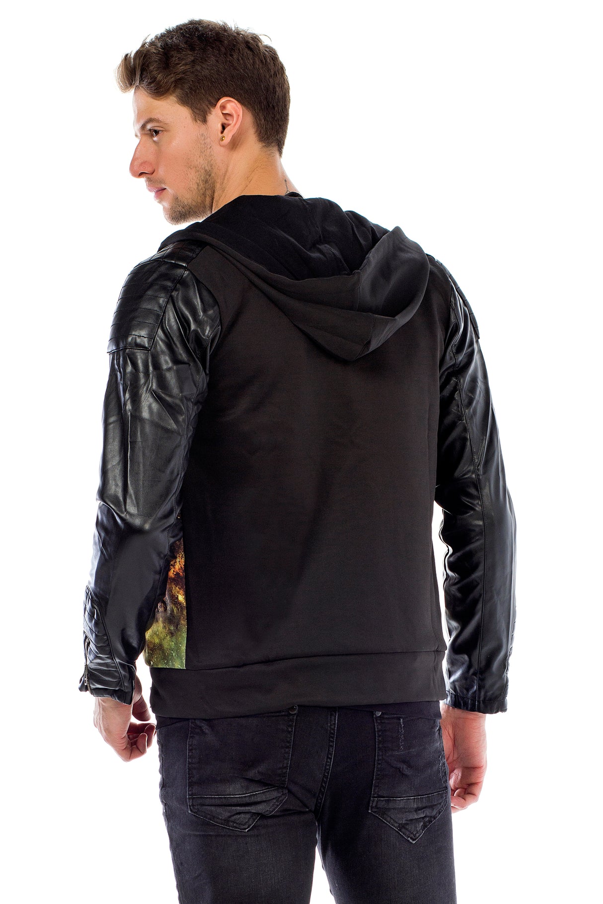 C44610 bluza męska z poliuretanowymi rękawami