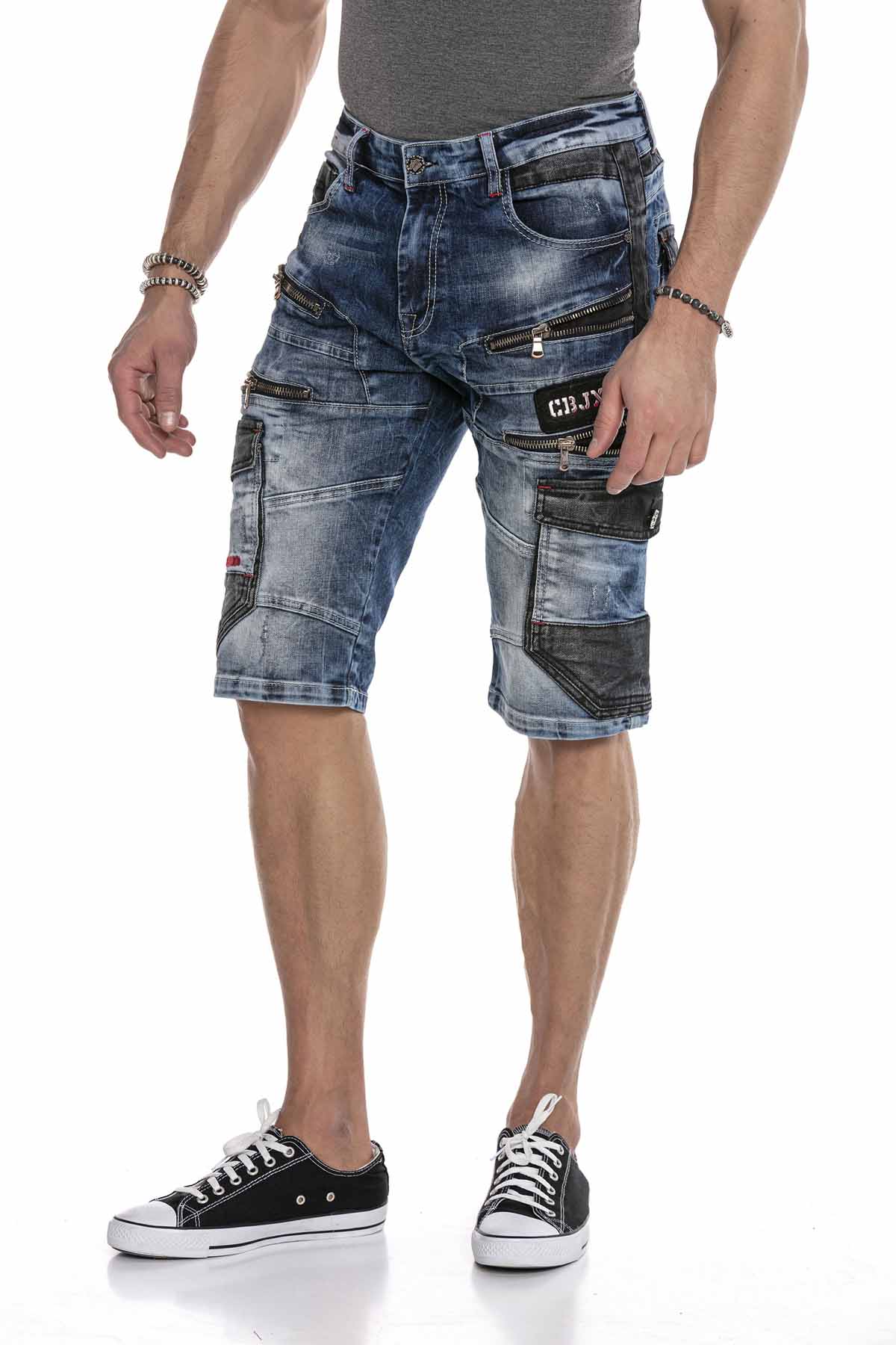 CK234 Hombres Capri Jeanshorts Estilo de carga con cremallera