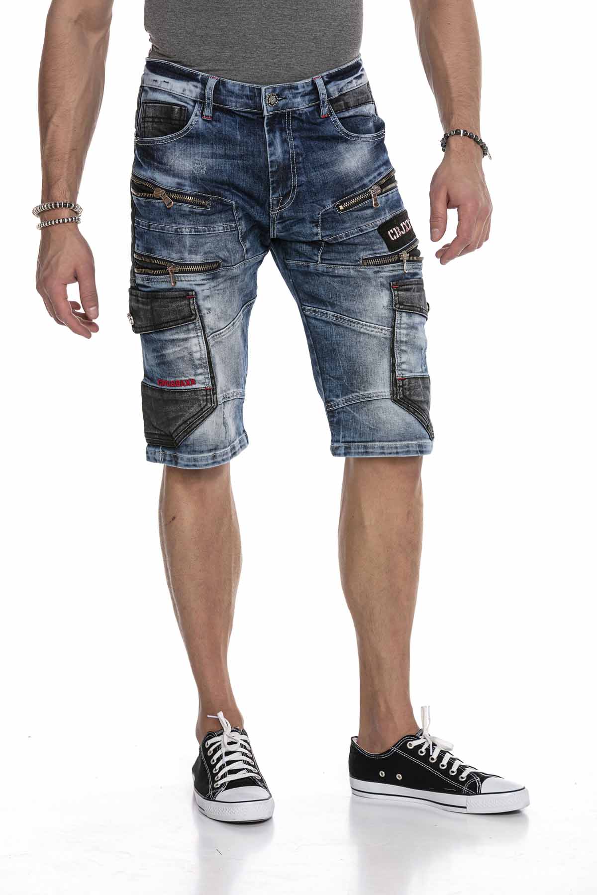 CK234 Hombres Capri Jeanshorts Estilo de carga con cremallera