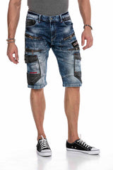 CK234 Hombres Capri Jeanshorts Estilo de carga con cremallera
