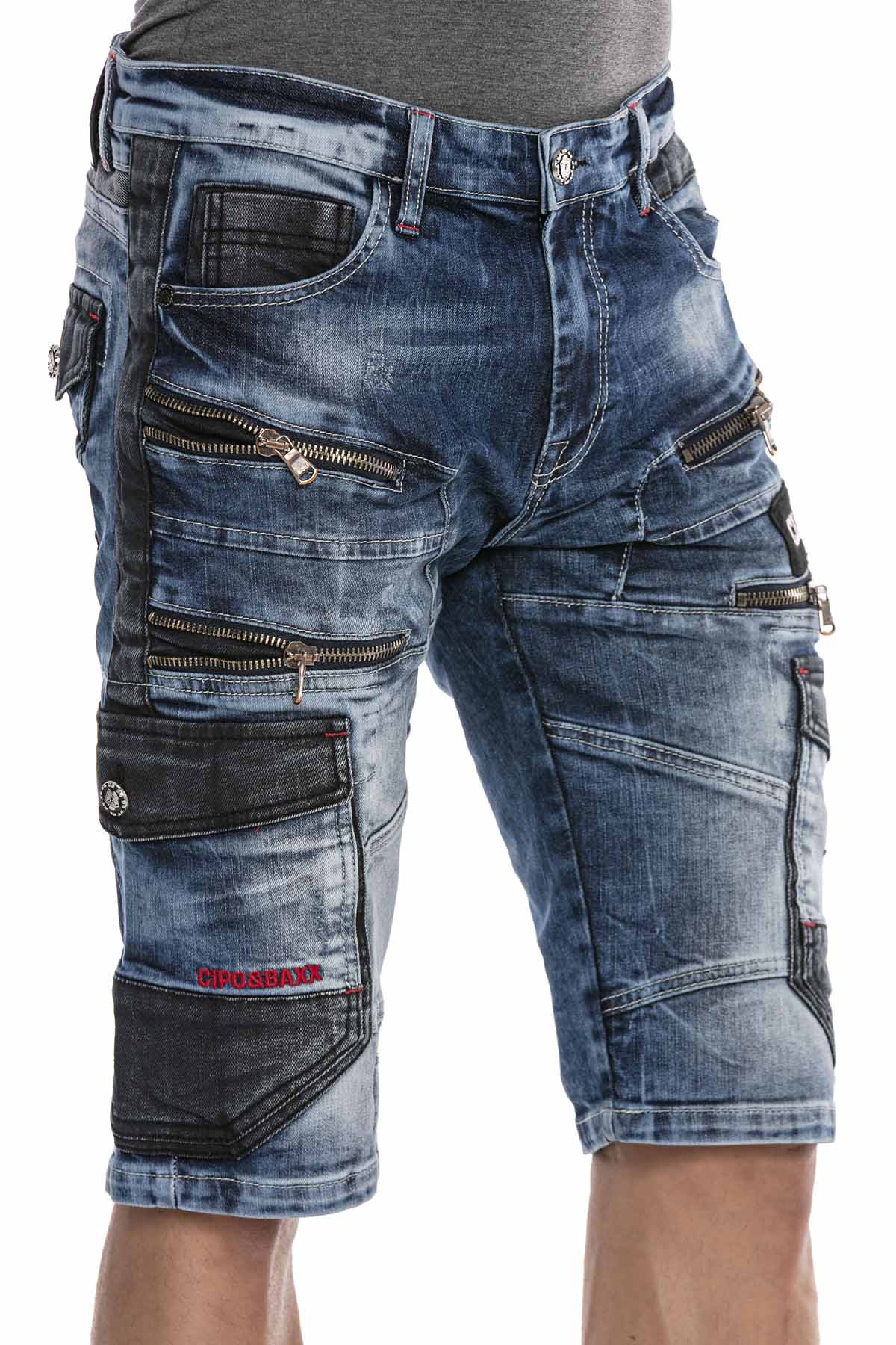 CK234 Hombres Capri Jeanshorts Estilo de carga con cremallera
