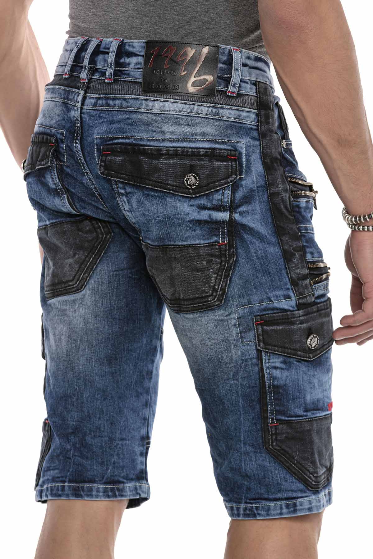 CK234 Hombres Capri Jeanshorts Estilo de carga con cremallera