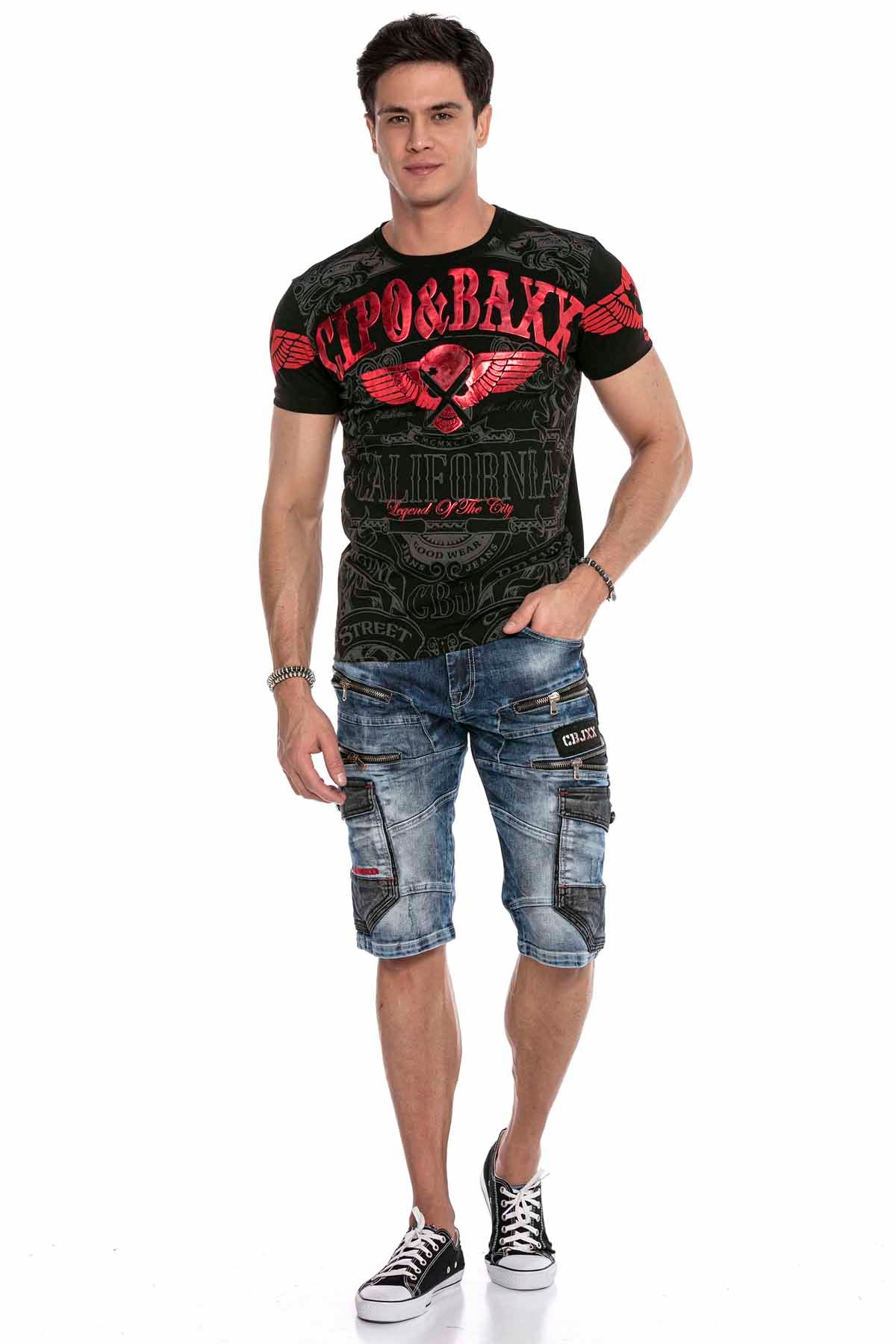 CK234 Hombres Capri Jeanshorts Estilo de carga con cremallera