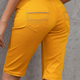 WK196 Pantaloncini al ginocchio di Jeans per donna