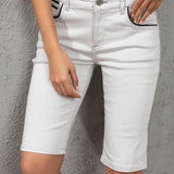 WK196 Pantaloncini al ginocchio di Jeans per donna