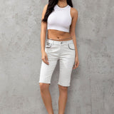 WK196 Pantaloncini al ginocchio di Jeans per donna