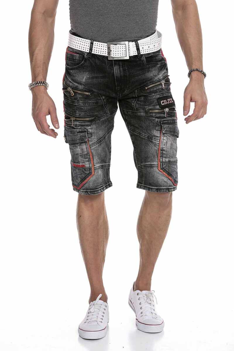 CK224 Hombres Capri Jeanshorts Estilo de carga con cremallera
