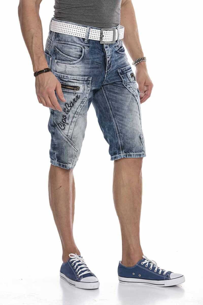 CK101 Herren Capri Shorts mit trendigen Ziernähten
