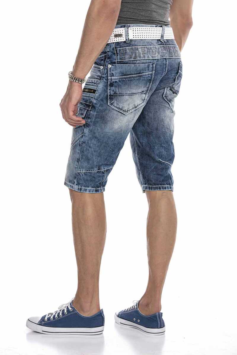 CK101 Herren Capri Shorts mit trendigen Ziernähten