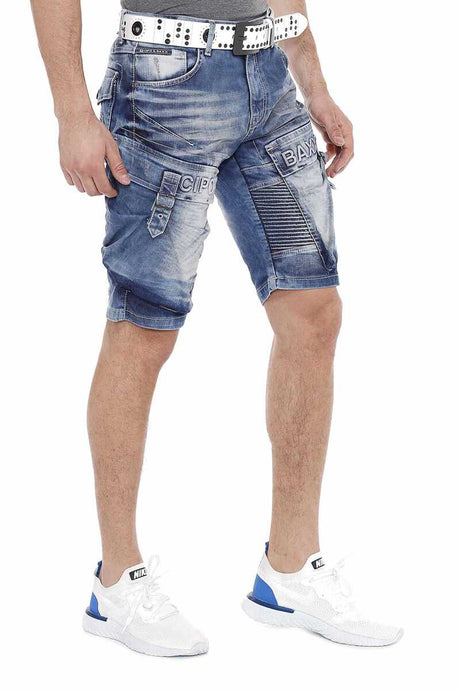 Ck189 men Capri shorts with casual rib pattern