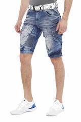 CK189 Men Capri Shorts con patrón de costilla casual