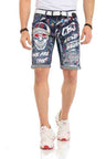 CK255 Men Capri Shorts con un llamativo motivo de calavera
