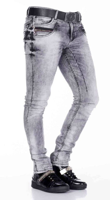 CD111 Jeans Comodi da Uomo Effetto Slavato