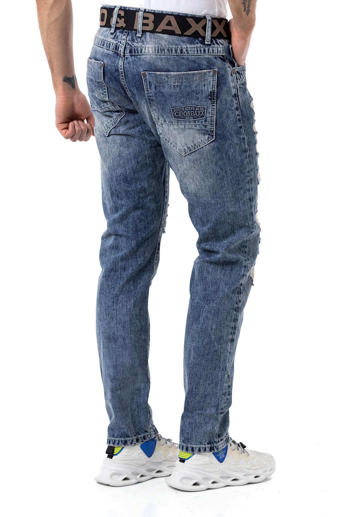 CD131 Hombres jeans cómodos con cinturón