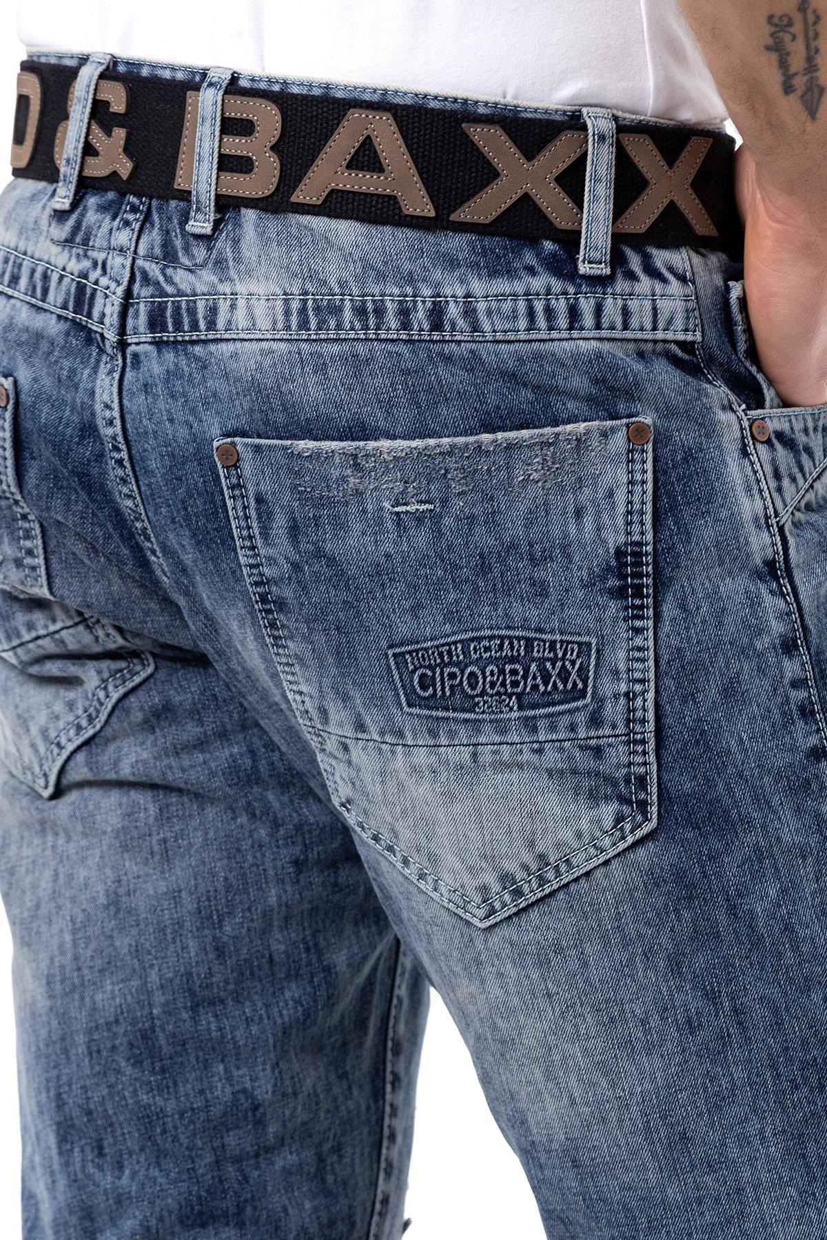 CD131 Hombres jeans cómodos con cinturón