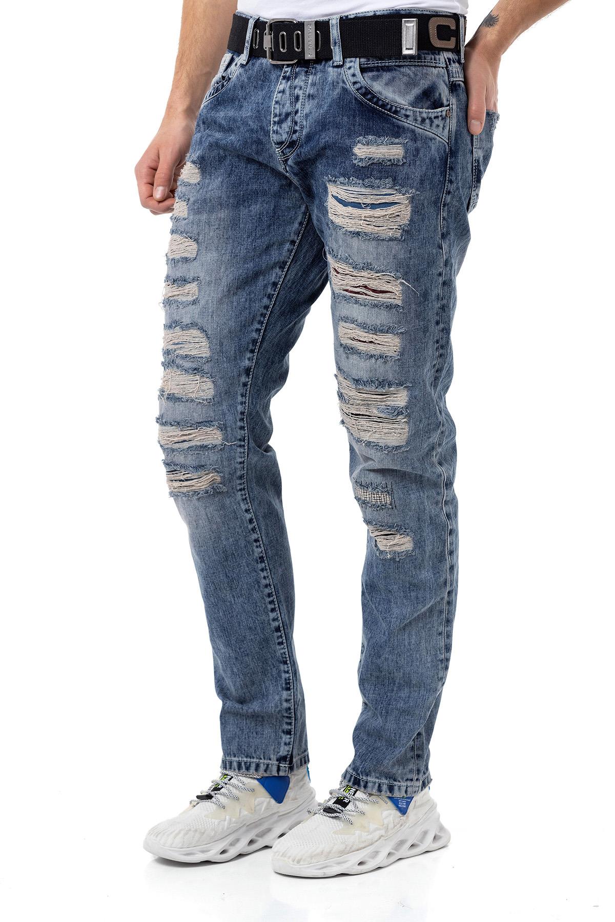 CD131 Hombres jeans cómodos con cinturón